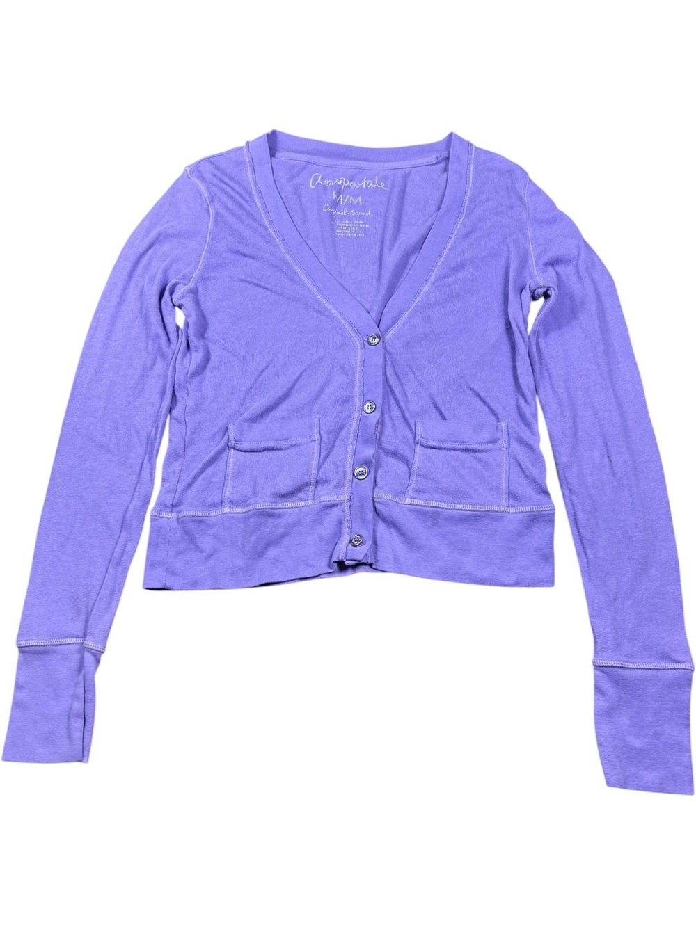 Aeropostale Y2K Purple Cropped Button Cardigan
